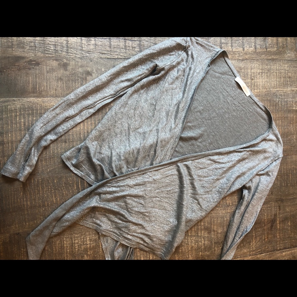 Anthropologie silver cardigan Hero & Leander EUC S